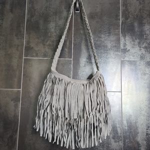 J.J. Winters Gray Suede Fringe Festival Crossbody